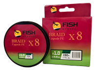 Плетёный шнур из 8-ми нитей, FISH CRYSTAL зелёный, 0.16мм, 150м, 9 кг