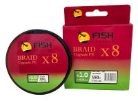 Плетёный шнур из 8-ми нитей, FISH CRYSTAL  5-ти цветный, 0.16мм, 150м, 9 кг