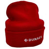 Шапка красная с отворотом "DUNAEV"