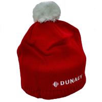 Шапка красная с помпоном "DUNAEV", флисовая подкладка