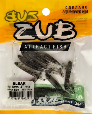 Приманка ZUB-BLEAK  50мм(2")-10шт, (цвет 501) серый с блестками