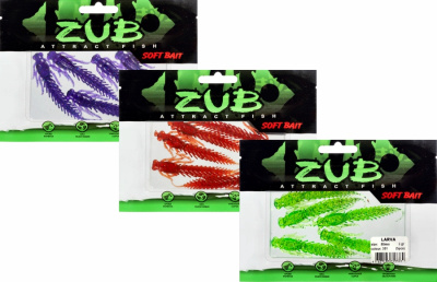 Приманка ZUB-LARVA  80мм(3,2")-5шт, (цвет 505) зеленый с блестками
