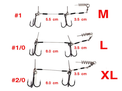 Оснастка HITFISH STINGER RIG #L оснащ. тройниками #1/0 нагр. 20kg дл. 3.5+8,0cm