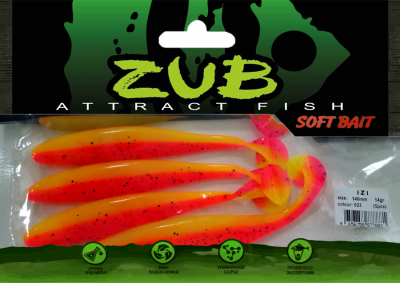 Приманка ZUB-IZI 140мм(5,5")-5шт, (цвет 023) розовый верх - желтый низ Приманка ZUB-IZI 140мм(5,5")-5шт, (цвет 023) розовый верх - желтый низ