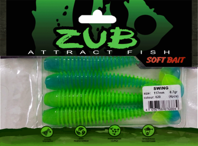 Приманка ZUB-SWING 117мм(4,6")-4шт, (цвет 020) синий верх - желтый низ Приманка ZUB-SWING 117мм(4,6")-4шт, (цвет 020) синий верх - желтый низ