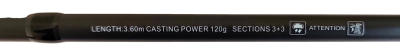 Удилище фидерное "ACTIVE FEEDER", тест до 120 г, 3,60 м, 3+3, (1,5oz - стекл., диам. 2,2)