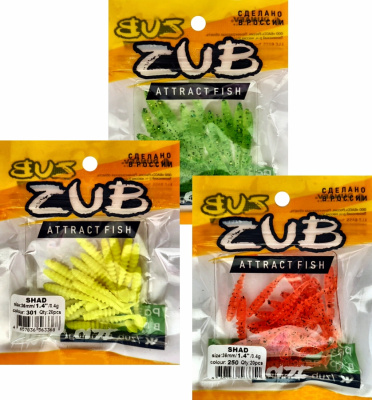 Приманка ZUB-Shad  36мм(1,4") -20шт, (цвет 303) телесный