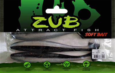 Приманка ZUB-IZI 185мм(7,3")-3шт, (цвет 030) черный верх - натурал низ