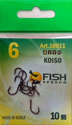 Крючок KOISO-RING №6 с ушком, покрытие BN (10 шт) Крючок KOISO-RING №6 с ушком, покрытие BN (10 шт)