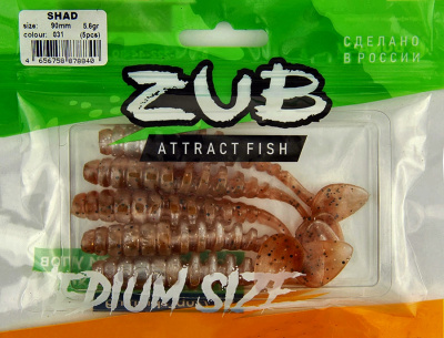 Приманка ZUB-SHAD  90мм(3,5")-5шт, (цвет 031) карамель верх - натурал низ Приманка ZUB-SHAD  90мм(3,5")-5шт, (цвет 031) карамель верх - натурал низ