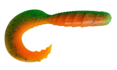 Приманка ZUB-HIBINA  95мм(3,8")-4шт, (цвет 022) зеленый верх-оранжевый низ