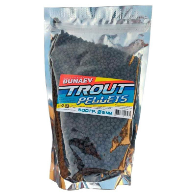 Прикормка "DUNAEV TROUT-PELLETS" 0.5кг, 4.5мм ЧЕРНАЯ