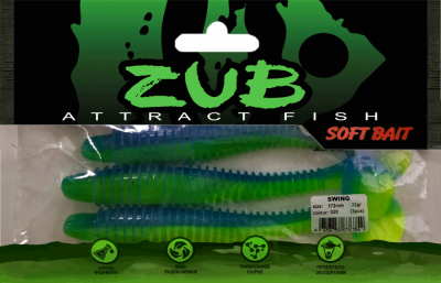 Приманка ZUB-SWING 172мм(6,8")-3шт, (цвет 020) синий верх - желтый низ Приманка ZUB-SWING 172мм(6,8")-3шт, (цвет 020) синий верх - желтый низ