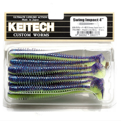 Приманка силиконовая Keitech Swing Impact 4" PAL #06 Violet Lime Belly Приманка силиконовая Keitech Swing Impact 4" PAL #06 Violet Lime Belly