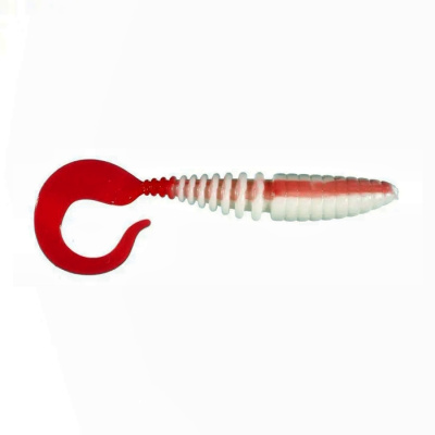 Приманка ZUB-TWIST  75мм(3")-6шт, (цвет 010) белое тело-красный хвост Приманка ZUB-TWIST  75мм(3")-6шт, (цвет 010) белое тело-красный хвост