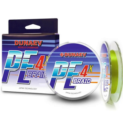 Шнур DUNAEV BRAID PE X4 150м 0,34мм ярко зелёный