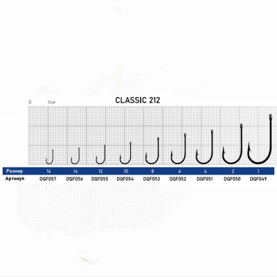 Крючок Dunaev Classic 212 # 6 (упак. 8 шт)
