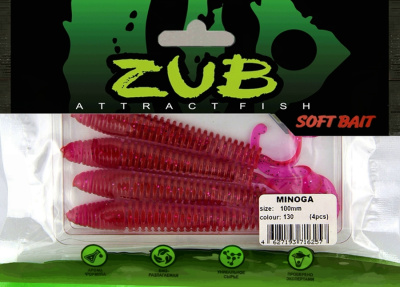 Приманка ZUB-MINOGA 100мм(4")-4шт, (цвет 130) маджента с блестками