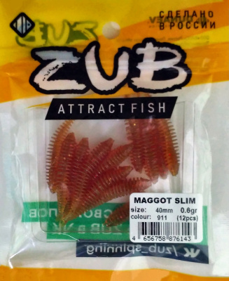 Приманка ZUB-MAGGOT SLIM 40мм(1,5")-12шт, (цвет 911) машинное масло с блестками Приманка ZUB-MAGGOT SLIM 40мм(1,5")-12шт, (цвет 911) машинное масло с блестками