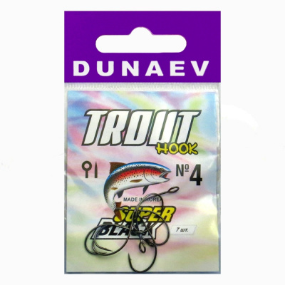 Крючок Dunaev Trout Super Black # 4 (упак. 7 шт) Крючок Dunaev Trout Super Black # 4 (упак. 7 шт)