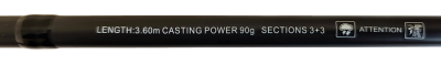 Удилище фидерное "ACTIVE FEEDER", тест до 90 г, 3,60 м, 3+3, (1oz - стекл., диам. 2,2)