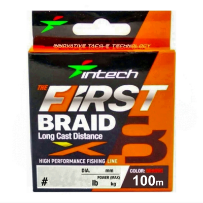Шнур плетеный Intech First Braid X8 Orange 100m (#1.0 / 0.165mm (15lb / 6.81kg)) Шнур плетеный Intech First Braid X8 Orange 100m (#1.0 / 0.165mm (15lb / 6.81kg))
