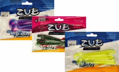 Приманка ZUB-WORM-ZANDER 135мм(5,3")-5шт, (цвет 039) красный верх-белый низ