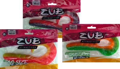 Приманка ZUB-HIBINA 220мм(8,7")-1шт, (Цвет 407)зеленый верх - желтый низ