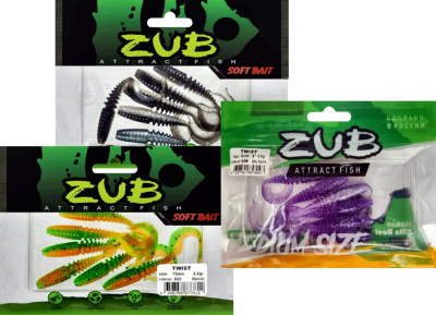Приманка ZUB-TWIST  75мм(3")-6шт, (цвет 403) зеленый светящийся