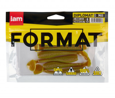 Силиконовая приманка FORMAT DIPLOMAT 74mm (6шт.) цвет F22