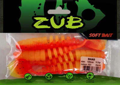 Приманка ZUB-SHAD 120мм-4шт, (цвет 023) желто-розовый Приманка ZUB-SHAD 120мм-4шт, (цвет 023) желто-розовый