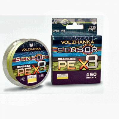 Леска плетеная "Sensor X8" 150м/0.23мм 11.36кг (#1.5-25Lb) цв. флуо желтый Леска плетеная "Sensor X8" 150м/0.23мм 11.36кг (#1.5-25Lb) цв. флуо желтый