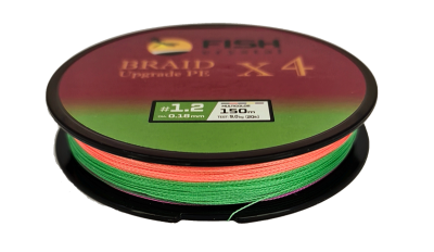 Плетёный шнур из 4-х нитей, FISH CRYSTAL  5-ти цветный, 0.18мм, 150м, 9 кг