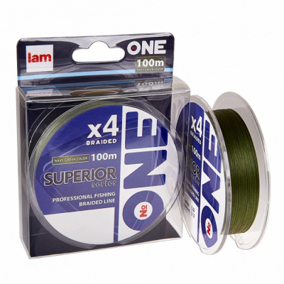 Плетеная леска №ONE SUPERIOR Х4-100 (navy-green) d0.12 Плетеная леска №ONE SUPERIOR Х4-100 (navy-green) d0.12