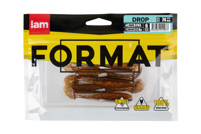 Силиконовая приманка FORMAT DROP  74mm (6шт.) цвет F03 Силиконовая приманка FORMAT DROP  74mm (6шт.) цвет F03