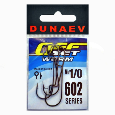 Крючок Dunaev Offset Worm 602 # 1/0 (упак. 5 шт)