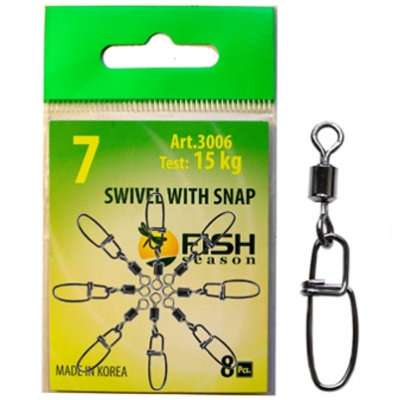 Вертлюжок с застежкой Insurance, №6 (15 кг), (упак. 8 шт) Вертлюжок с застежкой Insurance, №6 (15 кг), (упак. 8 шт)