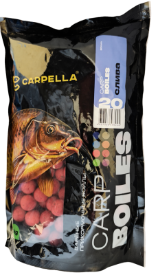 Бойлы CARPELLA Прикормочные Вареные 1кг, 20мм Слива