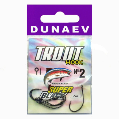 Крючок Dunaev Trout Super Black # 2 (упак. 7 шт) Крючок Dunaev Trout Super Black # 2 (упак. 7 шт)