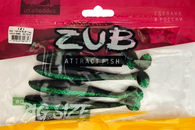 Приманка ZUB-IZI 140мм(5,5")-5шт, (цвет 040) черный верх - изумрудный низ