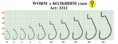 Крючок офсетный FS WORM с БОЛЬШИМ ухом, №5/0 (3 шт) Крючок офсетный FS WORM с БОЛЬШИМ ухом, №5/0 (3 шт)