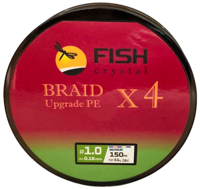 Плетёный шнур из 4-х нитей FISH CRYSTAL, 5-ти цветный, 0.16мм, 150м, 8 кг