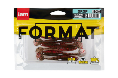 Силиконовая приманка FORMAT DROP  74mm (6шт.) цвет F09 Силиконовая приманка FORMAT DROP  74mm (6шт.) цвет F09