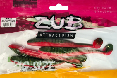 Приманка ZUB-BLEAK 150мм(5,9")-4шт, (цвет 035) красный верх-зеленый низ