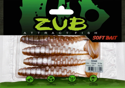 Приманка ZUB-SHAD 120мм-4шт, (цвет 031) натурал-карамельный Приманка ZUB-SHAD 120мм-4шт, (цвет 031) натурал-карамельный