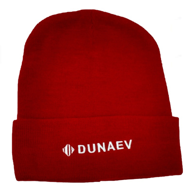 Шапка красная с отворотом "DUNAEV"