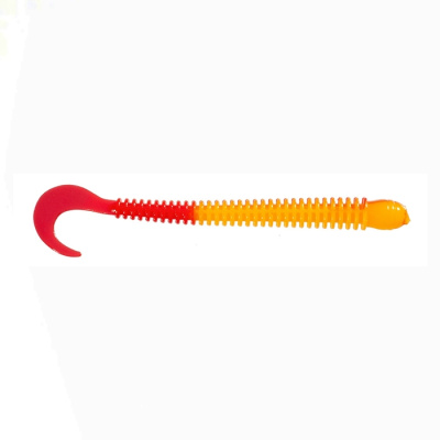 Приманка ZUB-WORM-ZANDER 108мм(4,3")-5шт, (цвет 011) желтое тело-красный хвост