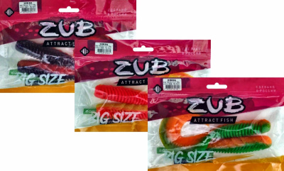 Приманка ZUB-HIBINA 180мм(7,1")-2шт, (Цвет 409) машинное масло верх - желтый низ