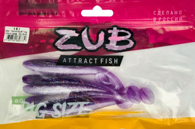 Приманка ZUB-IZI 140мм(5,5")-5шт, (цвет 036) фиолетовый верх - натурал низ