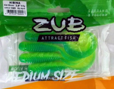 Приманка ZUB-HIBINA  95мм(3,8")-4шт, (цвет 020) синий верх-желтый низ Приманка ZUB-HIBINA  95мм(3,8")-4шт, (цвет 020) синий верх-желтый низ